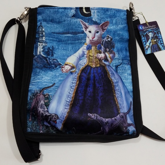 Baba Studio Handbags - Baba Studio Victorian Cat Shoulder Messenger Bag
